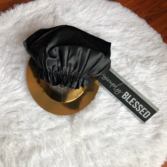 New Black Mulberry Silk Sleep Hair Cap Bonnet Cover for Adults Unisex - Picture 4 of 4